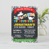 Snowtubing sleeding verjaardagsbas kaart (Staand voorkant)