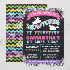 Snowtubverjaardag roze zwenkpartij kaart