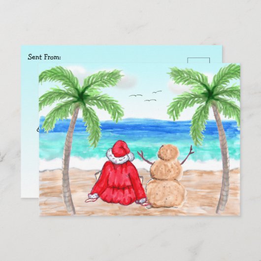 Snowvogels Santa en Snowman Briefkaart (Voorkant / Achterkant)