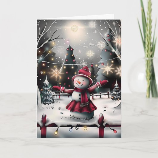 Snowwoman Holiday Cheer Feestdagen Kaart (Voorkant)