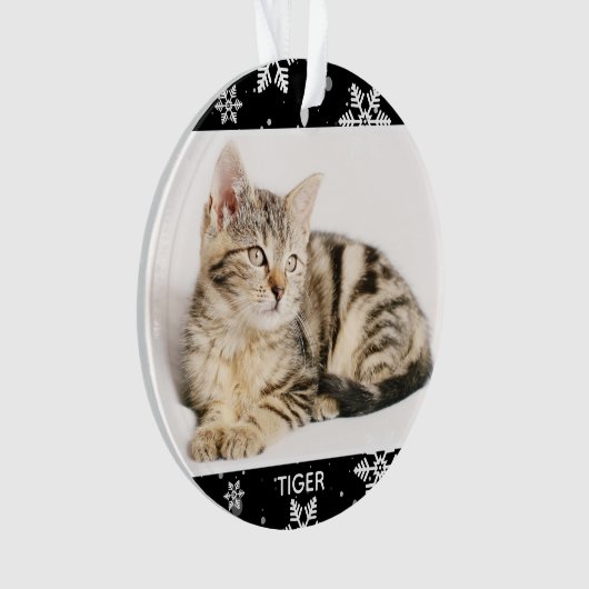 Snowy 2-pets Foto en naam/s kerstkat Ornament (voorkant)