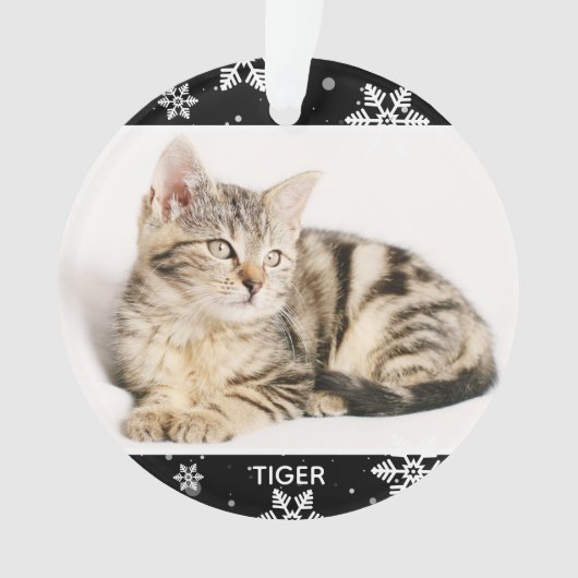 Snowy 2-pets Foto en naam/s kerstkat Ornament (voorkant)