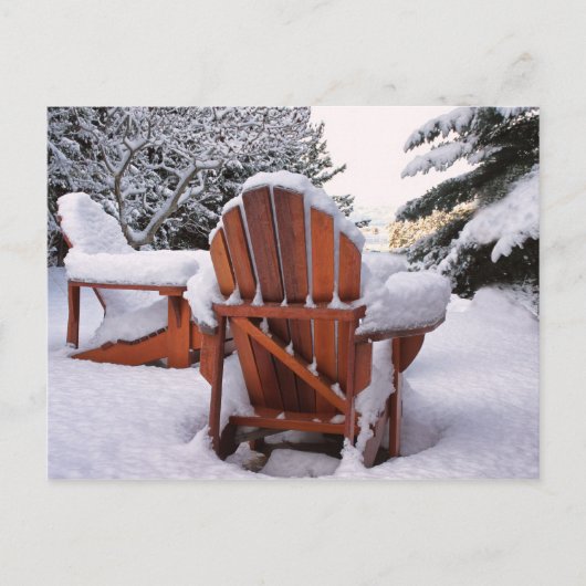 Snowy Adirondack Chairs in Winter Foto Briefkaart (Voorkant)