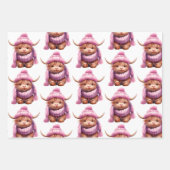 Snowy Adventure Pink Highland Koe inpakpapier (Voorkant)