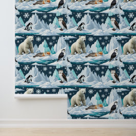 Snowy Adventure Polar Animal Peel and Stick Behang