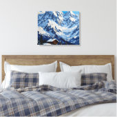 Snowy Alps Wrapped Canvas Muurkunst | berggebied Afdruk (Insitu (Slaapkamer))