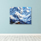 Snowy Alps Wrapped Canvas Muurkunst | berggebied Afdruk (Insitu (Houten vloer))