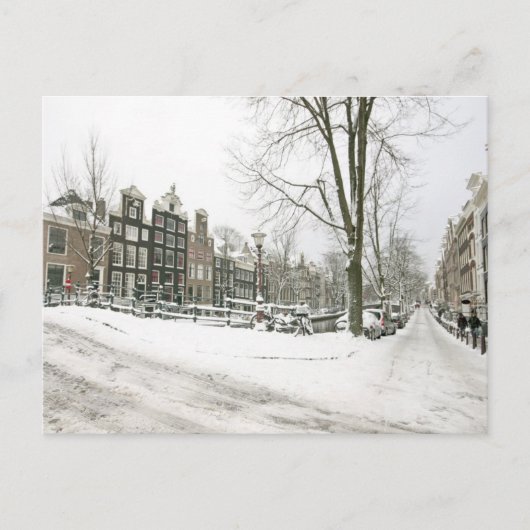 Snowy Amsterdam in Nederland Briefkaart (Voorkant)