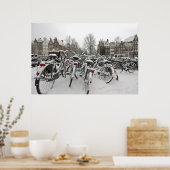 Snowy Amsterdam in Nederland in de winter Poster (Keuken)