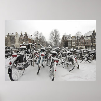 Snowy Amsterdam in Nederland in de winter Poster