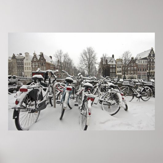 Snowy Amsterdam in Nederland in de winter Poster (Voorkant)