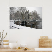 Snowy Amsterdam in Nederland in de winter Poster (Keuken)