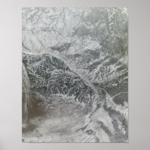 Snowy and hazy central Russia toont de Ob Ri Poster