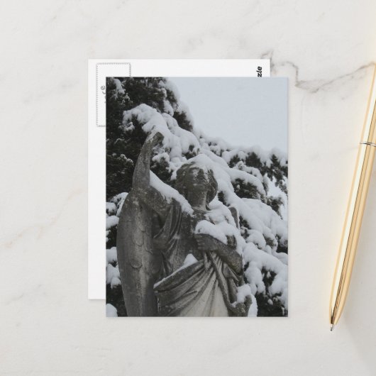 Snowy Angel in Washington, Iowa  Briefkaart (Voorkant / Achterkant in situ)