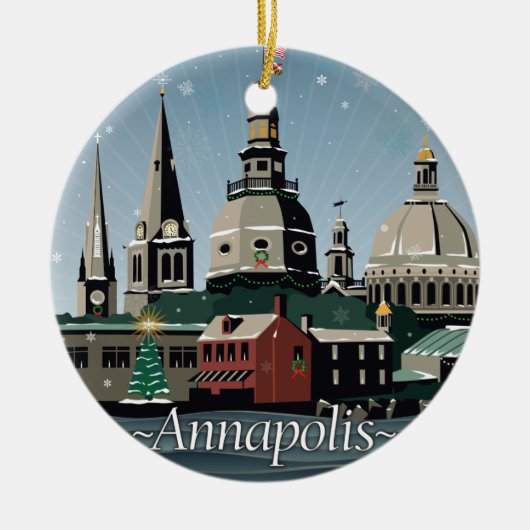 Snowy Annapolis Holiday Keramisch Ornament (Voorkant)