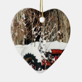 Snowy Antiek Tractor Keramisch Ornament (Rechts)