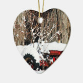 Snowy Antiek Tractor Keramisch Ornament (Links)