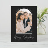 Snowy Arch Black Merry-kerstfoto Feestdagenkaart (Staand voorkant)