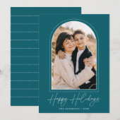 Snowy Arch Blauwgroen Prettige feestdagen Foto Feestdagenkaart (Voorkant / Achterkant)