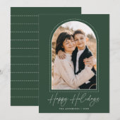 Snowy Arch Green Prettige feestdagen Foto Feestdagenkaart (Voorkant / Achterkant)