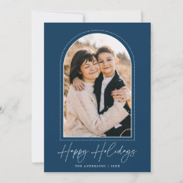 Snowy Arch Navy Blue Prettige feestdagen Foto Feestdagenkaart