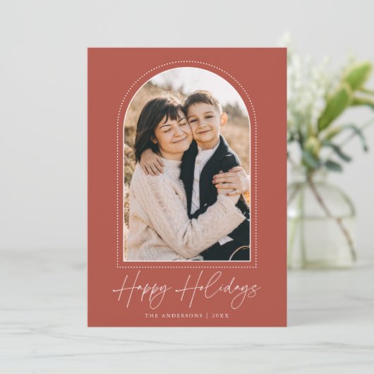 Snowy Arch Prettige feestdagen Foto Feestdagenkaart (Staand voorkant)