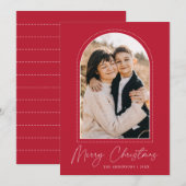 Snowy Arch Red Merry-kerstfoto Feestdagenkaart (Voorkant / Achterkant)