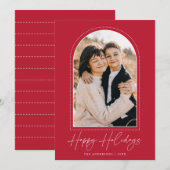 Snowy Arch Red Prettige feestdagen Foto Feestdagenkaart (Voorkant / Achterkant)