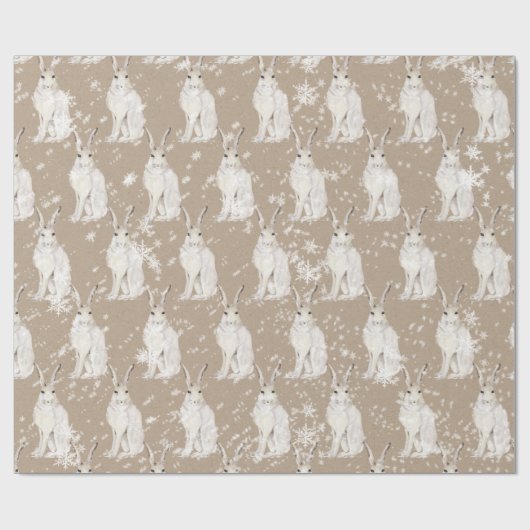 Snowy Arctic Hare Rabbit Kraft Paper Wrapping Cadeaupapier (Vlak)