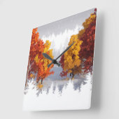 Snowy Autumn Landscape Vierkante Klok (Hoek)