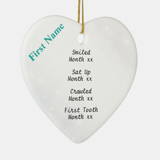 Snowy Baby's eerste kerstboomversiering Keramisch Ornament (Rechts)