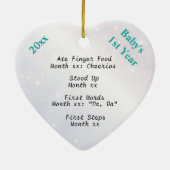 Snowy Baby's eerste kerstboomversiering Keramisch Ornament (Achterkant)