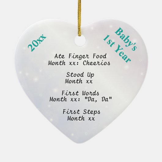 Snowy Baby's eerste kerstboomversiering Keramisch Ornament (Achterkant)