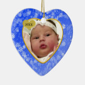 Snowy Babys eerste kerstfoto Hart Keramisch Ornament (Rechts)