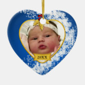 Snowy Baby's eerste kerstfoto Keramisch Ornament (Voorkant)