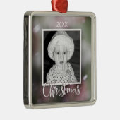 Snowy Background Kerstfotoornament Metalen Ornament (Rechts)