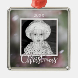Snowy Background Kerstfotoornament Metalen Ornament