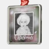 Snowy Background Kerstfotoornament Metalen Ornament (Links)