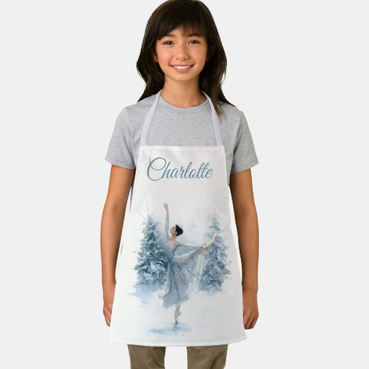 Snowy Ballerina Personalized Kids Apron Schort (Insitu)