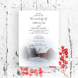 Snowy Barn en Silo Winter Country Wedding Kaart
