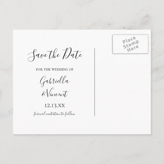 Snowy Barn en Silo Winter Wedding Save the Date Aankondigingskaart (Achterkant)