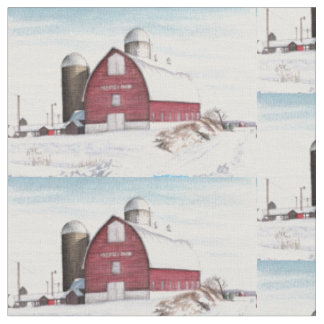 Snowy Barn Fabric Stof