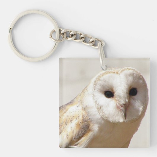 Snowy Barn Owl Acrylische Sleutelhanger (voorkant)