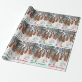Snowy Basset Hound Merry kerstwrapppapier Cadeaupapier (Uitgerold)