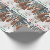 Snowy Basset Hound Merry kerstwrapppapier Cadeaupapier (Hoek)