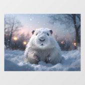 Snowy Beaver Window Cling Raamsticker (Vel)