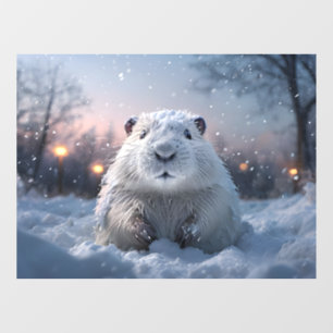 Snowy Beaver Window Cling Raamsticker
