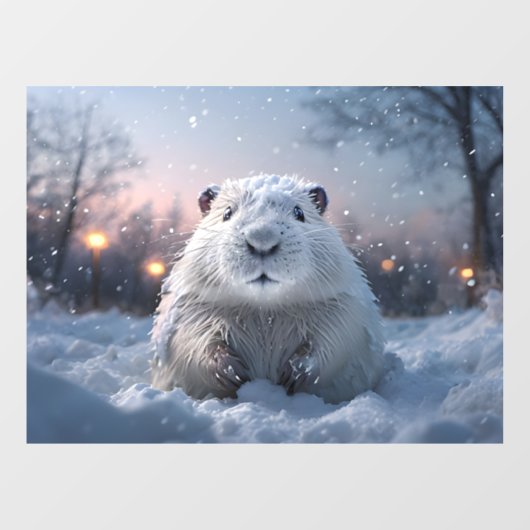 Snowy Beaver Window Cling Raamsticker (Vel)