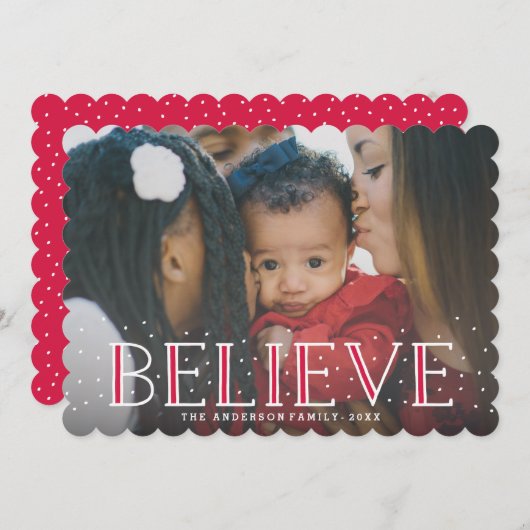 Snowy Believe | Vakantieknopkaart Feestdagenkaart (Voorkant / Achterkant)