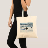 Snowy Belted Galloway Koe in sneeuwse Waterverf Tote Bag (Voorkant (product))